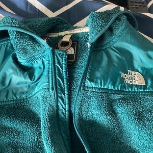 The North Face Teal Cozy Sherpa Fleece Jacket with Hood
